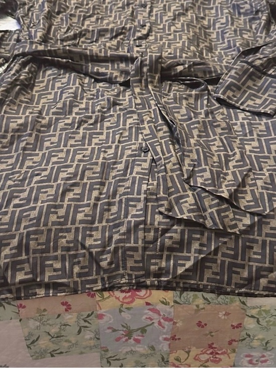 Fendi Brown Black Wrap Shirt Dress Long Sleeve - Picture 6 of 7